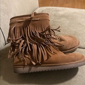 Kookaburra Fringed Tan Women's Boots